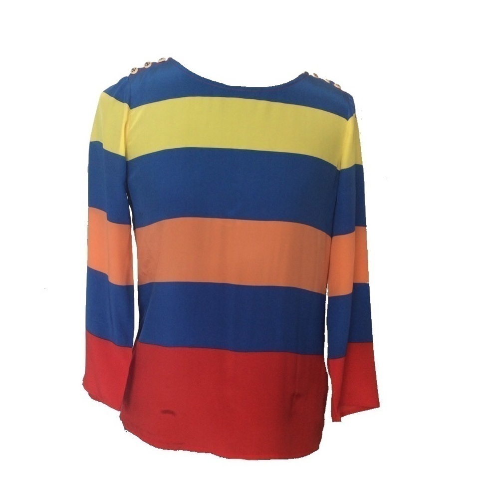 J. Crew 100% Silk Striped Blouse 3/4 Sleeve Top with Anchor Buttons, Size 00 🔴
